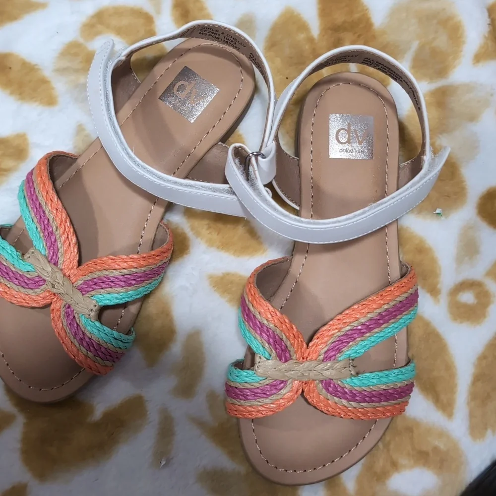 DV by Dolce Vita Girls Rainbow Braided Sandals Size 2 Multicolor Summer Shoes